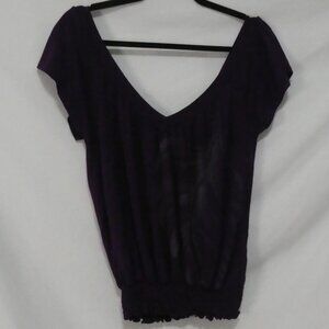 JULIE'S CLOSET small Elegant Purple V-Neck Blouson Top